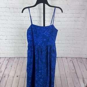 Universal Thread Corset Midi A-Line Dress Blue Floral Size Medium